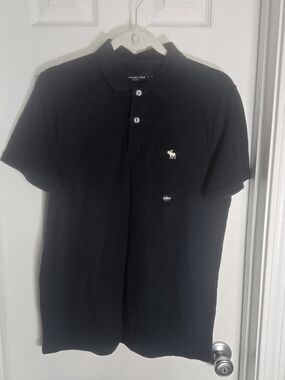 Abercrombie Men's Classic Black Polo Shirt with Embroidered Logo New W Tags